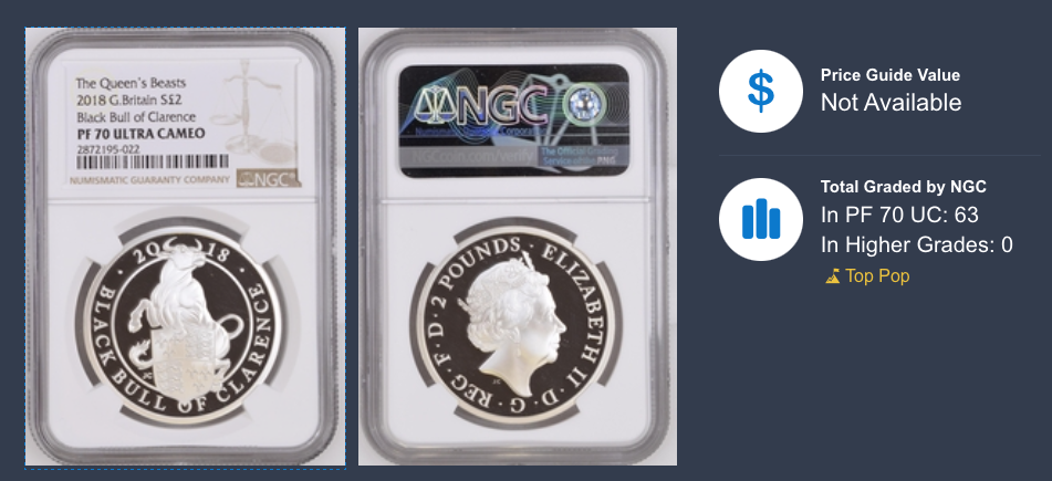 2018 G.Britain S2PND Black Bull of Clarence 1 oz Silver Proof NGC PF70 UC