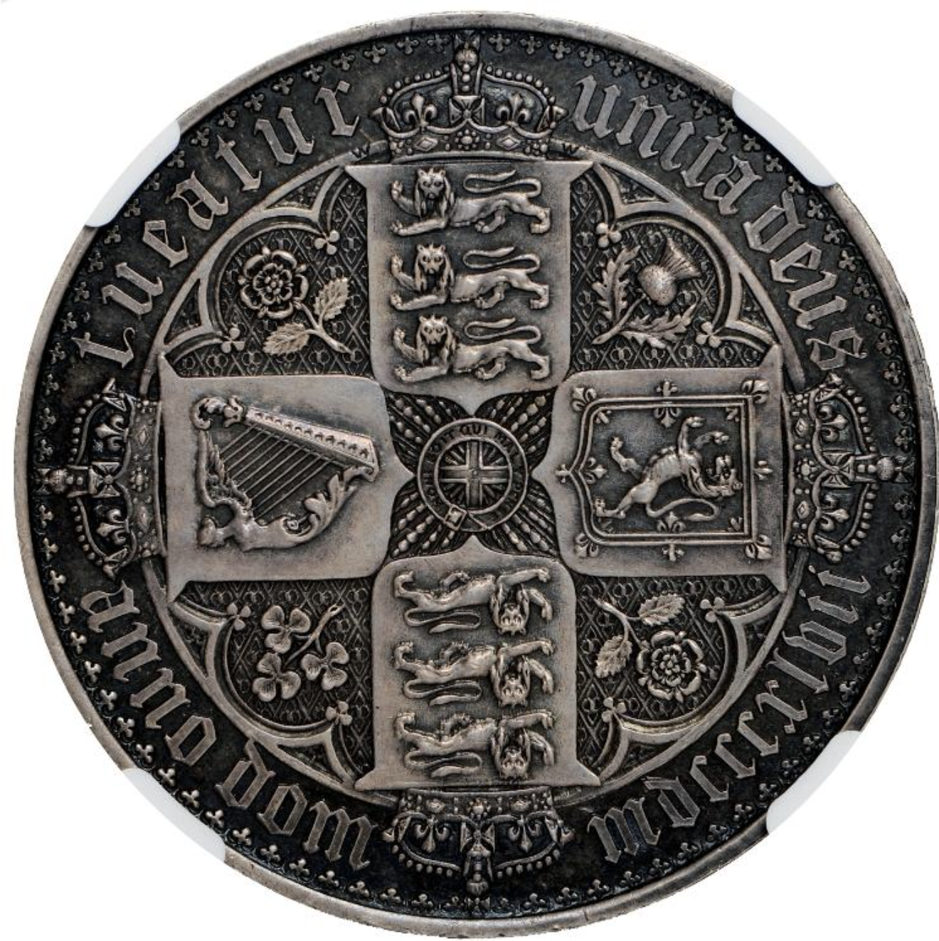 1847 Gothic Crown UN DECIMO G. Britain, Rare NGC PF61, beautiful