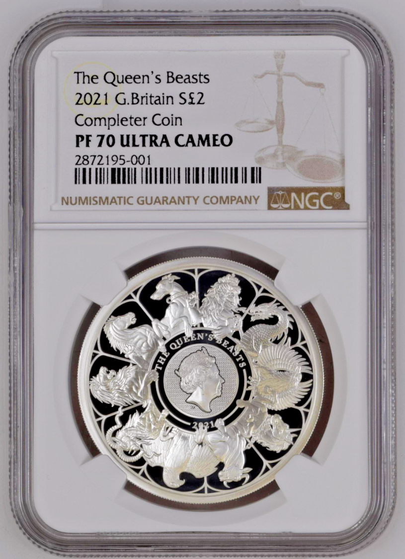 2021 GB 1 oz Silver Queen's Beasts Collector Proof NGC PF70 UC (w/Box & COA)