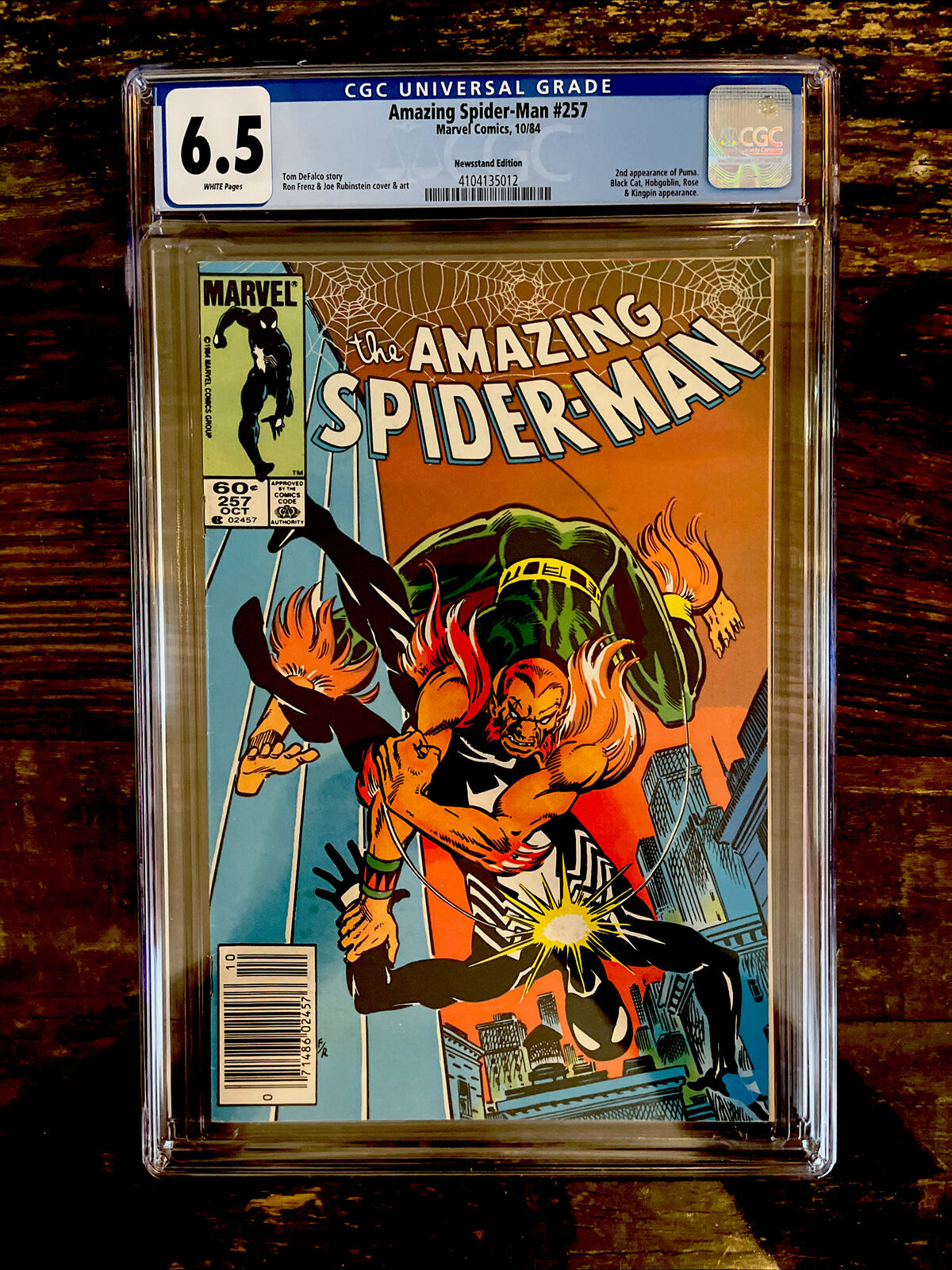 Newsstand White Pages! Amazing Spider-Man #257 CGC 6.5 - 2nd Appearance Puma