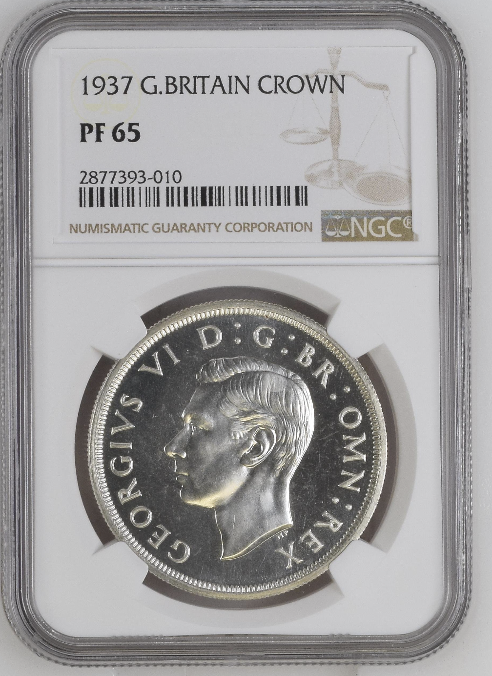 Rare Cameo! GB 1937 Crown Proof King George VI NGC PF-65