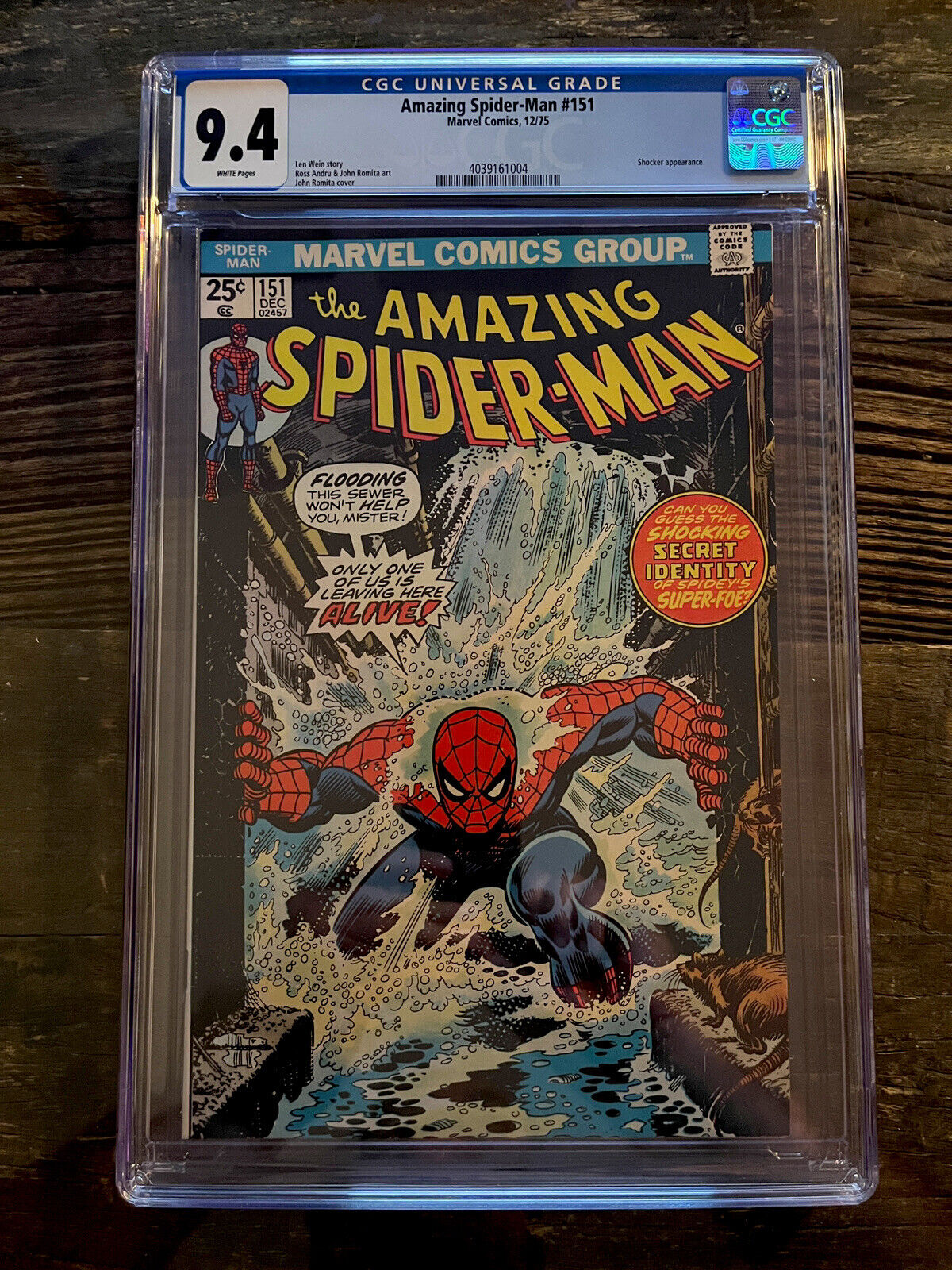 White Pages! Amazing Spider-Man #151 CGC 9.4 - Iconic Cover, Shocker Appearance