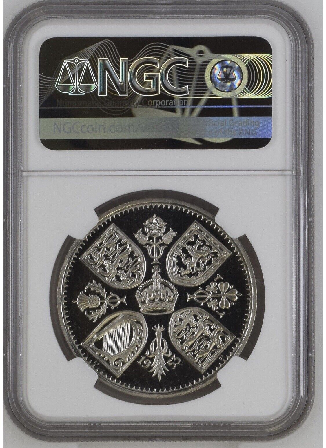 Rare Cameo! 1953 Great Britain Proof Crown Set - Coronation Crown NGC PF64 Cameo