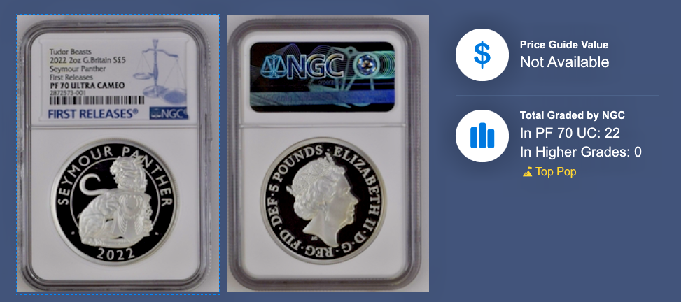2022 GB Royal Tudor Beasts Panther 2 oz Silver Proof NGC PF70 UC First Release