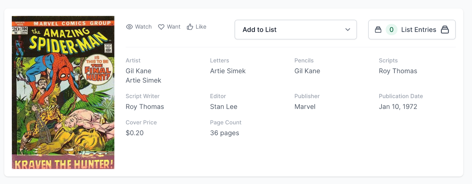 Amazing Spider-Man #104 CGC 7.5 Ka-Zar, Zabu, Gog, Kraven Appear