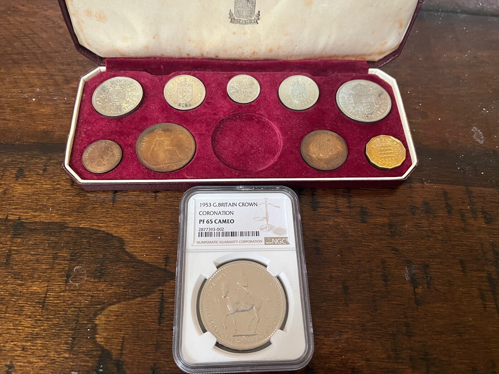 Rare Cameo! 1953 Great Britain Proof Crown Set - Coronation Crown NGC PF65 Cameo