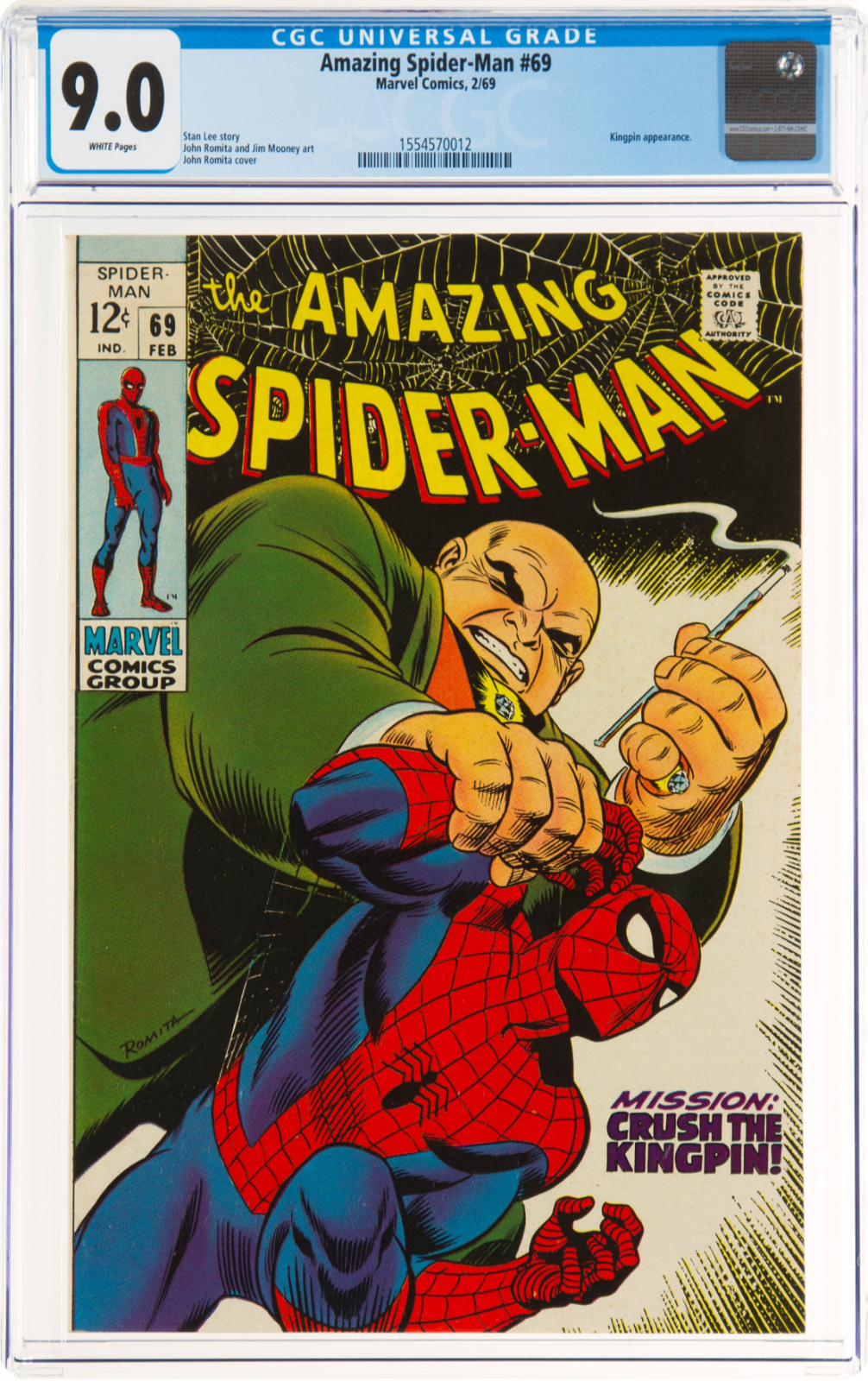 Rare White Pages! Amazing Spider-Man #69 CGC 9.0 Kingpin Appearance
