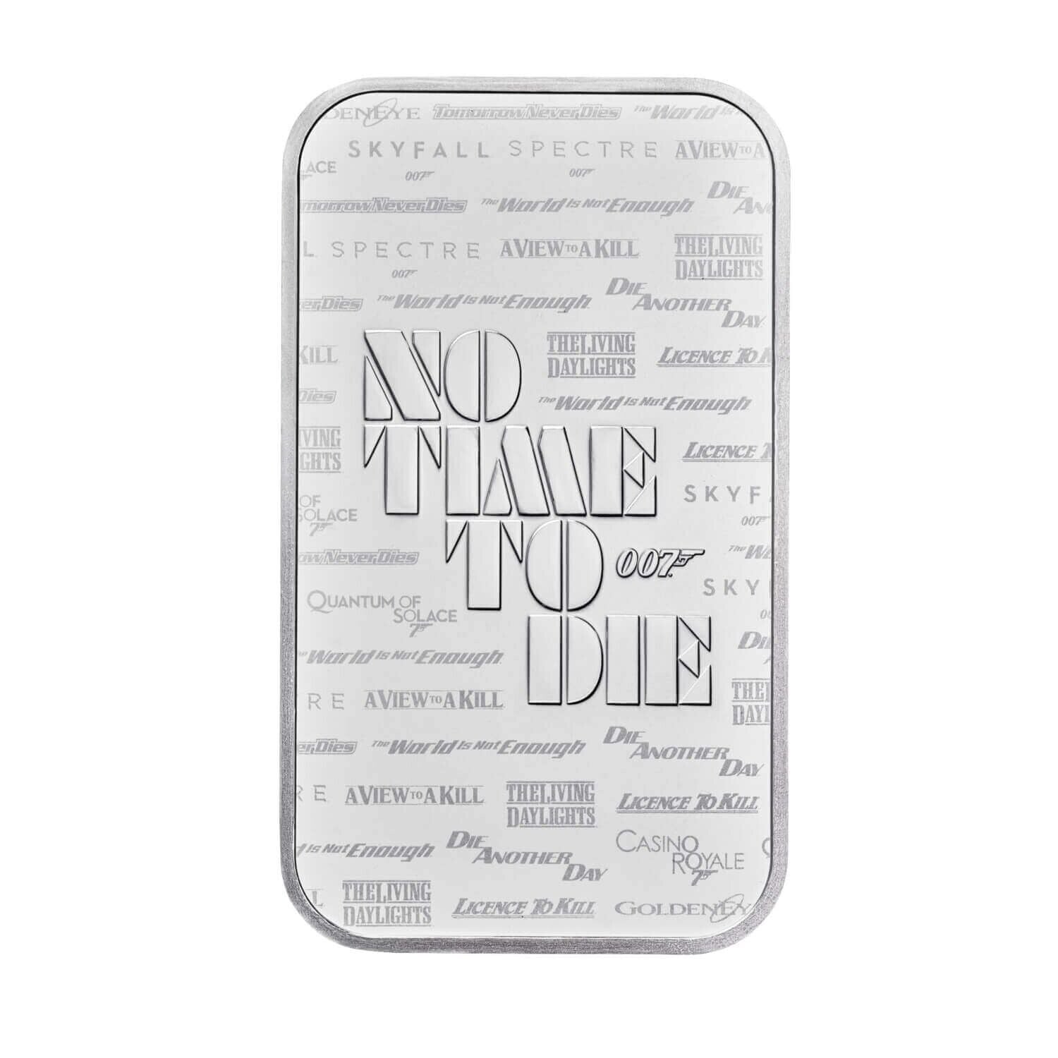 2021 James Bond 007 No Time To Die Royal Mint 1 oz Silver Bar in Plastic Capsule