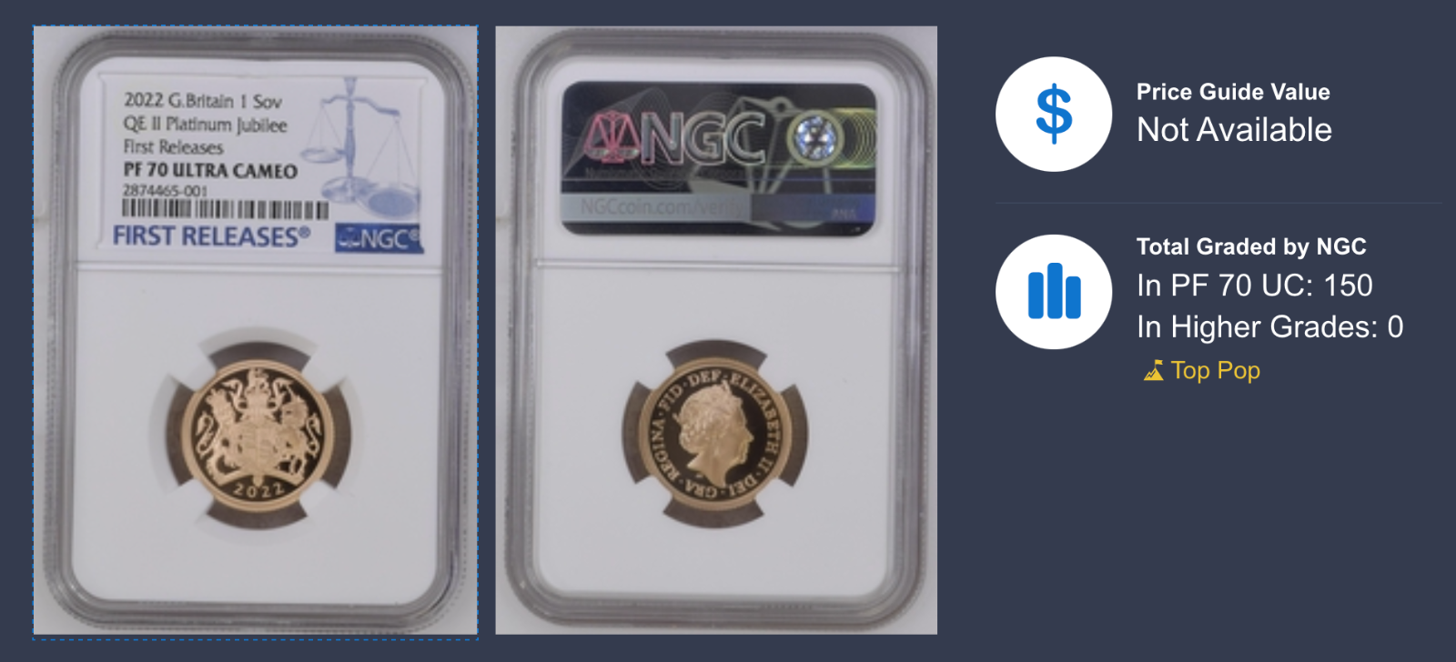 2022 Sovereign Gold Proof Platinum Jubilee NGC PF70 Ultra