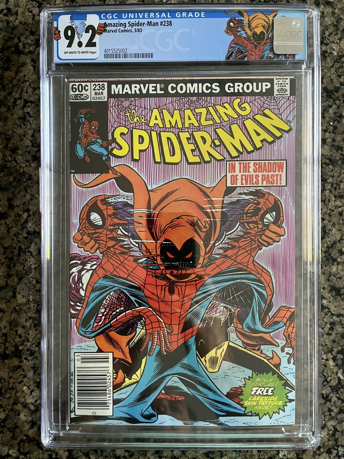 Newsstand! Amazing Spider-Man #238 CGC 9.2 Off White to White Pages w/ Tattooz