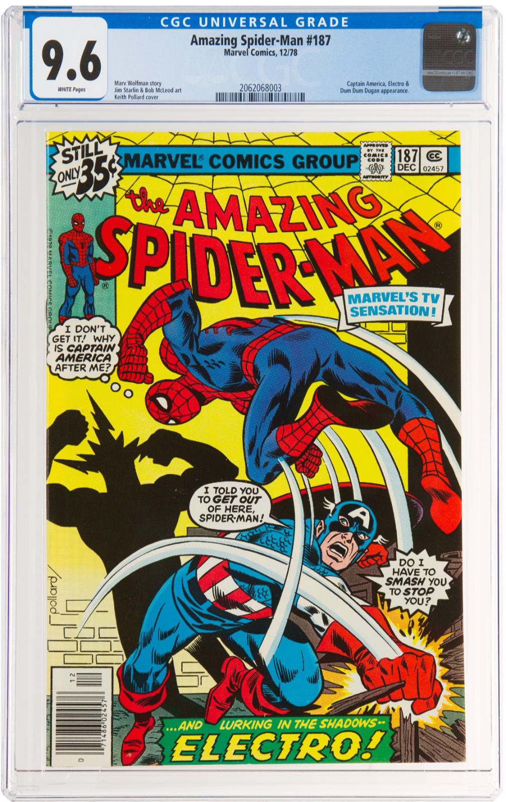 White Pages Newsstand! Amazing Spider-Man #187 CGC 9.6  Captain America, Electro