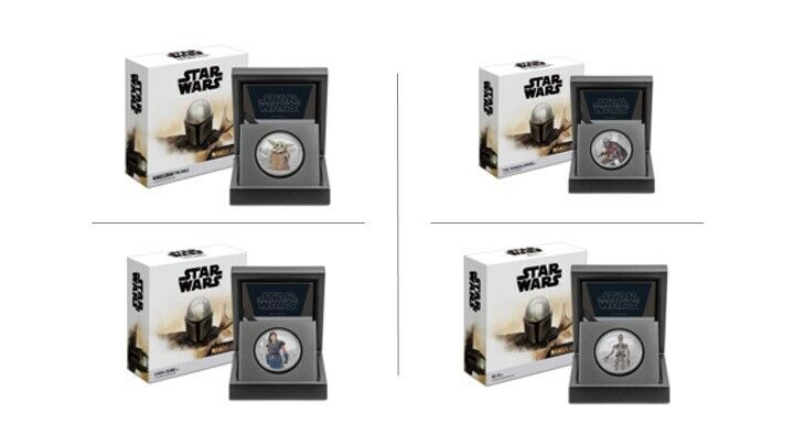 THE MANDALORIAN SET (Star Wars) 1 oz Colored Silver Proof Coin NZ MINT (4 Coins)