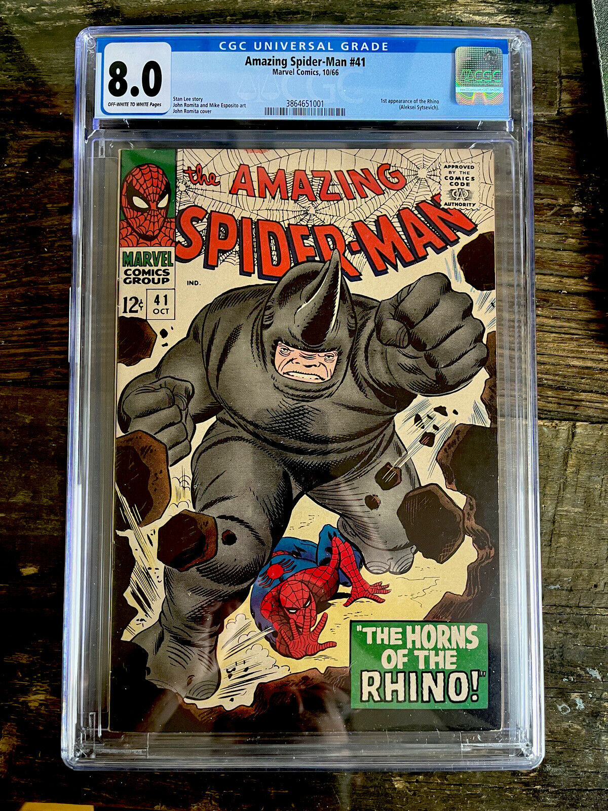Amazing Spider-Man #41 CGC 8.0 Off White to White Pages 1st Appearance the Rhino