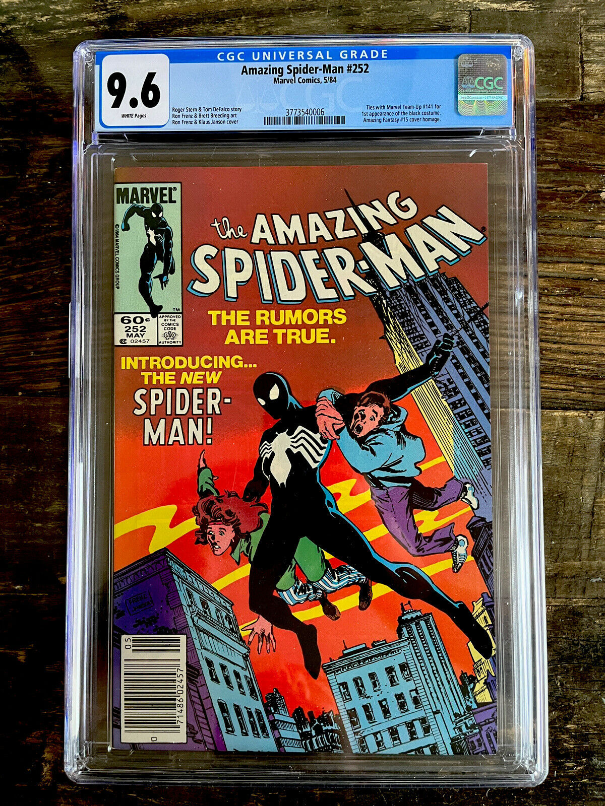 White Pages Newsstand! Amazing Spider-Man #252 CGC 9.6  1st Appear Black Costume