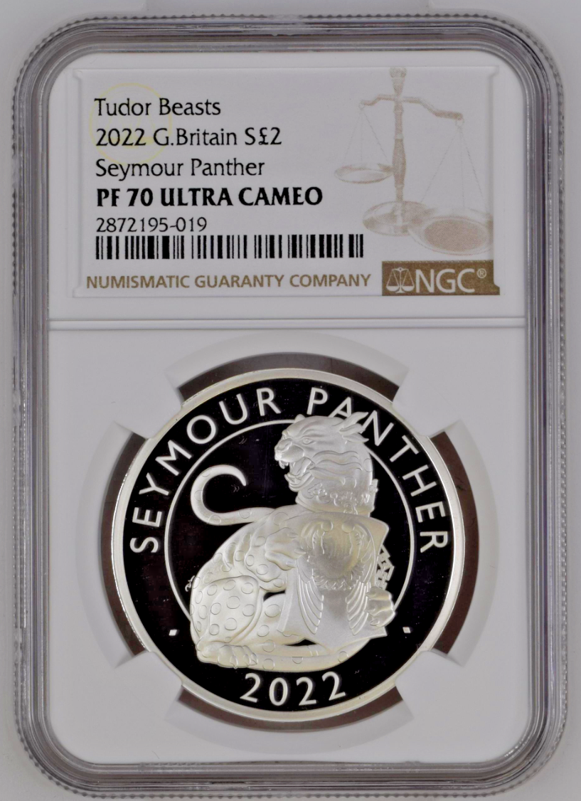 2022 Great Britain Royal Tudor Beasts Seymour Panther 1 oz Silver NGC PF69 UC