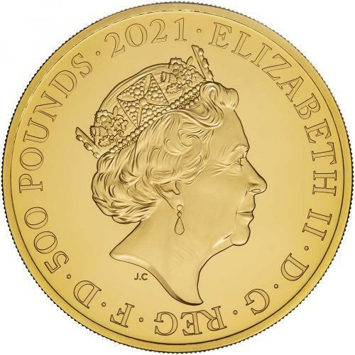 Gothic Crown Quartered Arms 2021 UK 5oz Gold Proof Coin - The Great Engravers