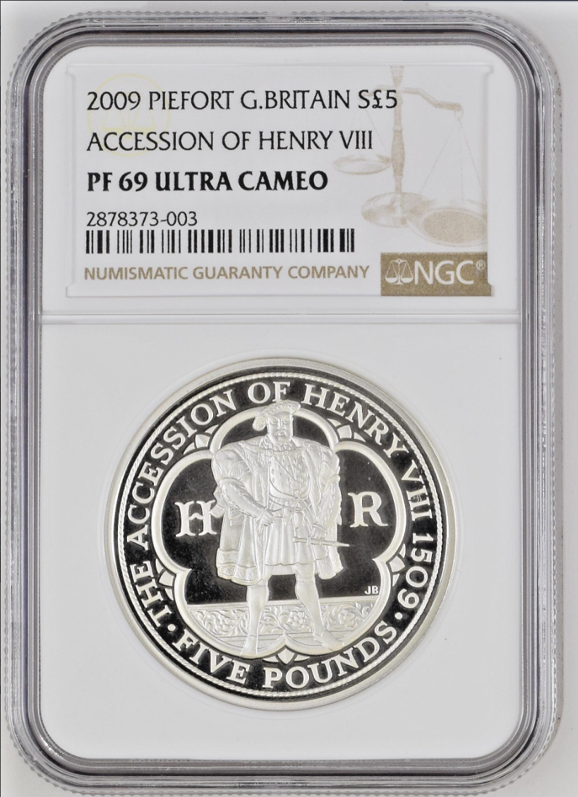 2009 Royal Mint Silver Proof Piedfort King Henry VIII UK £5 Five Pounds NGC PF69