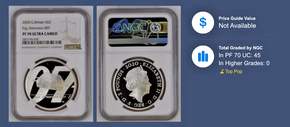 2020 G.Britain Pay Attention James Bond 1 oz Silver Proof NGC PF70 Ultra Cameo