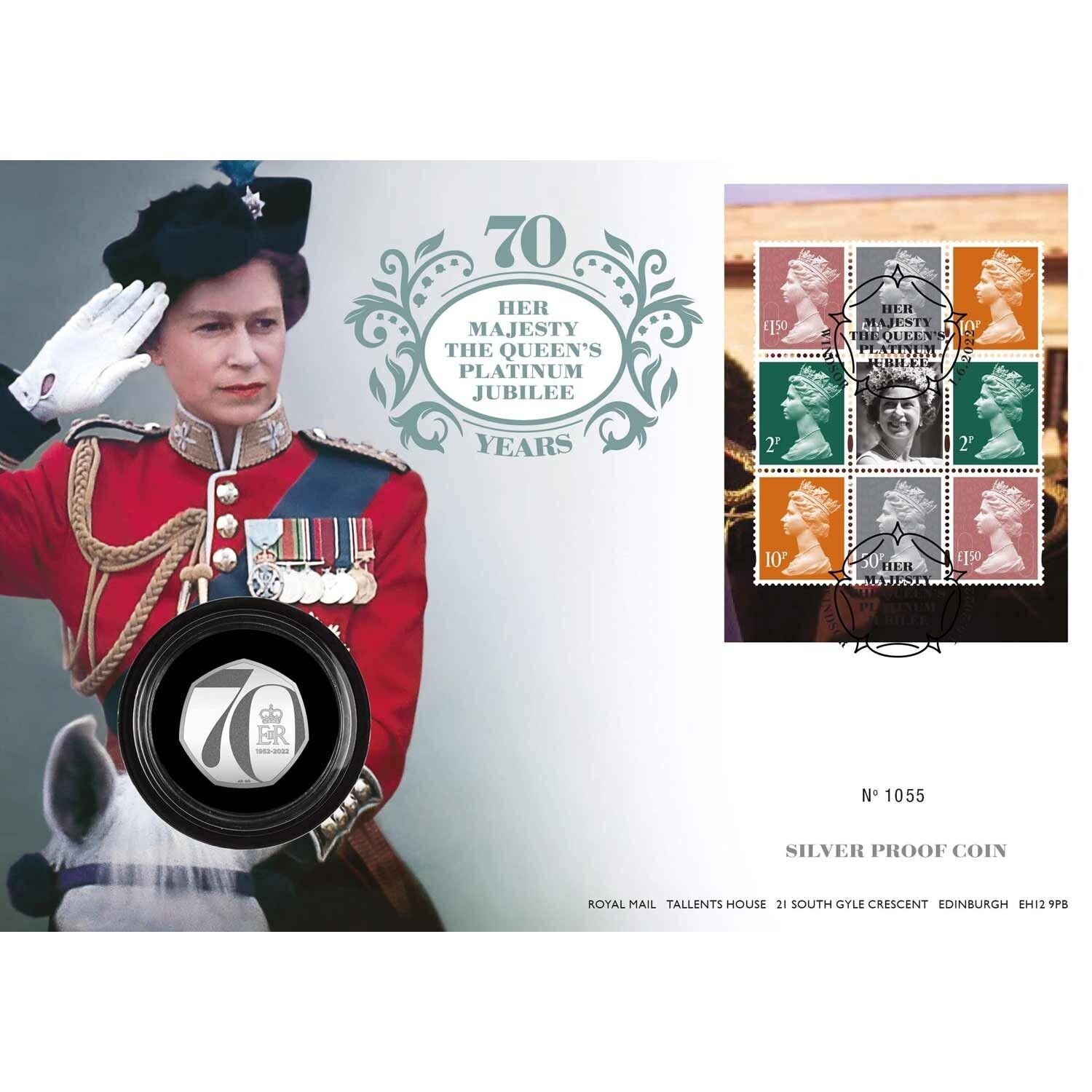 The Platinum Jubilee of Her majesty The Queen 2022 50p Silver Proof Coin Cover