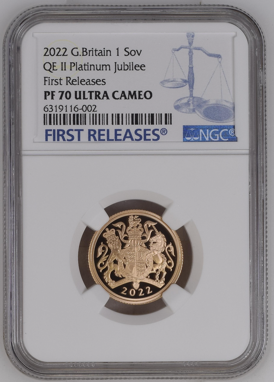 Queen’s Platinum Jubilee Sovereign 2022 Gold Proof Coin - NGC PF70 First Release