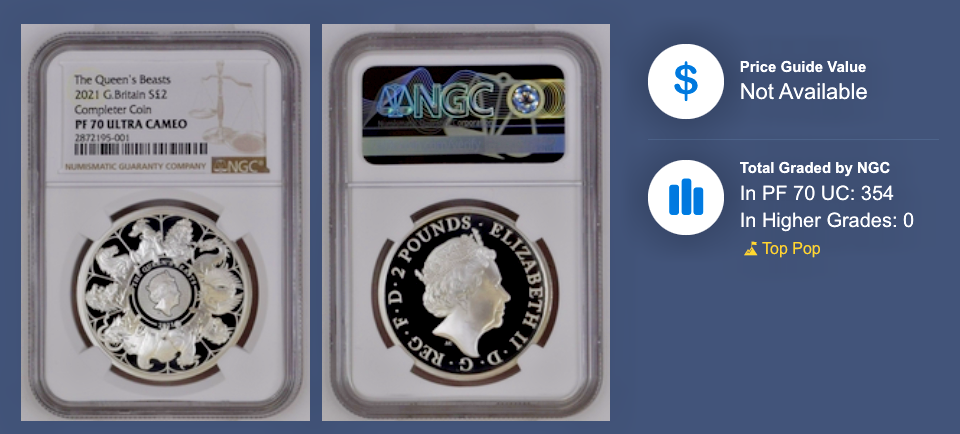 2021 GB 1 oz Silver Queen's Beasts Collector Proof NGC PF70 UC (w/Box & COA)