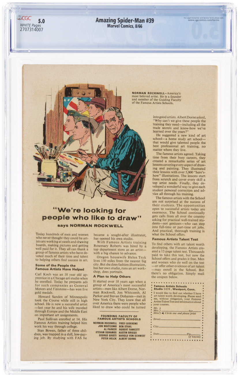 Rare White Pages! Amazing Spider-Man #39 CGC 5.0 - Green Goblin Identity Reveal