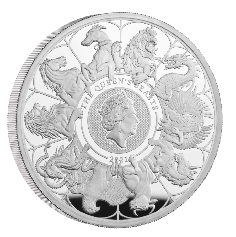 2021 Silver 5 oz The Queen's Beasts 2021 Proof NGC PF 70 ULTRA CAMEO Box & COA