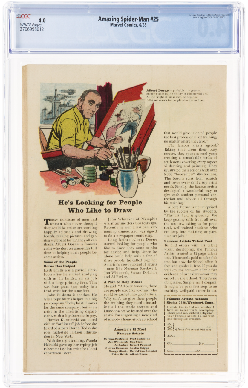 Rare White Pages! Amazing Spider-Man #25 CGC 4.0