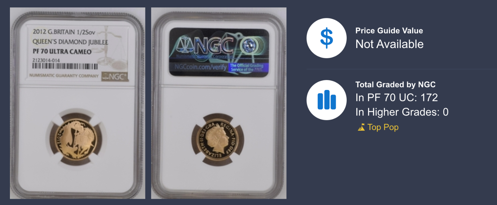 2012 Gold Half-Sovereign Diamond Jubilee Proof NGC PF 70 ULTRA CAMEO