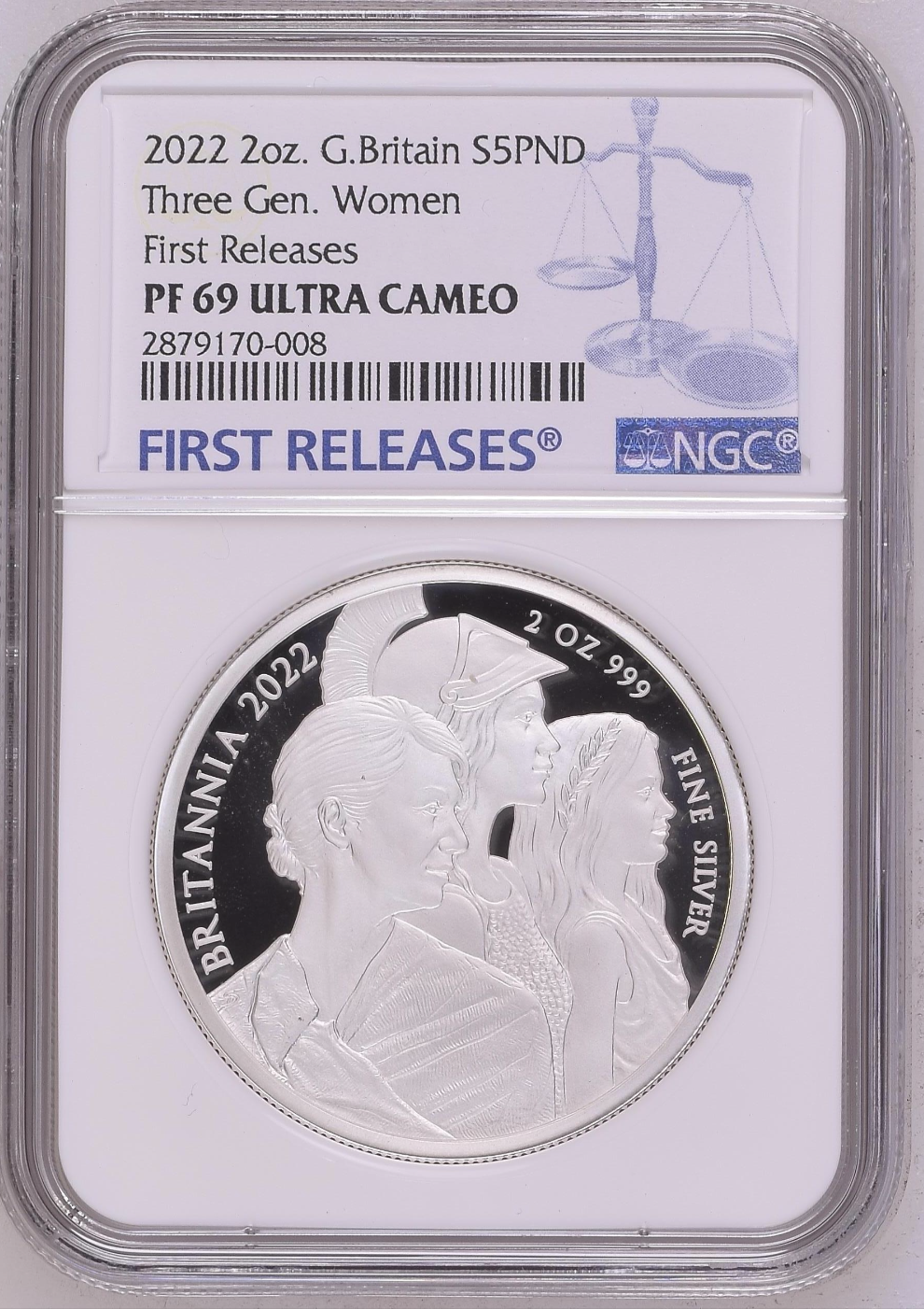 The Britannia Three Woman 2022 2oz Silver Proof Coin NGC PF69 UC First Release