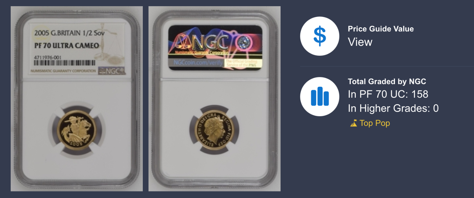 2005 Gold Half-Sovereign Reworked St. George Proof NGC PF 70 ULTRA CAMEO