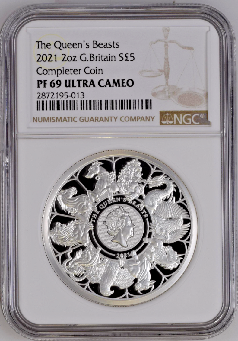 Queen's Beasts 2021 UK 2 oz Silver Proof Coin NGC PF69 UC (w/ Box & COA)